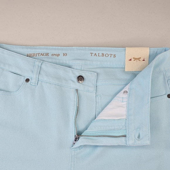 NWT Talbots Heritage Slim Crop Jeans Light Aqua Blue with Zip Hem Size 10 - Picture 7 of 10